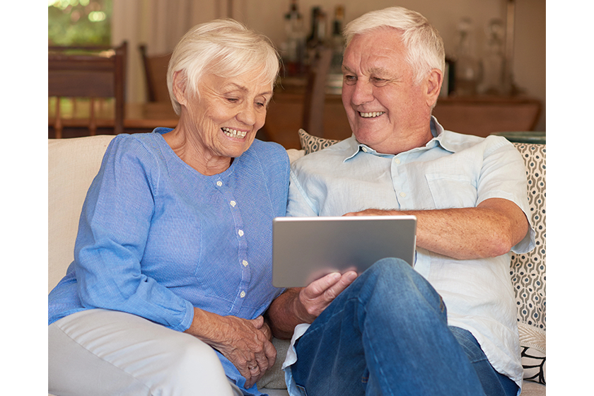 Couple talking and relaxing together 